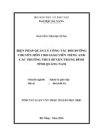 Biện pháp quản lý công tác bồi dưỡng chuyên môn cho giáo viên tiếng anh các trường THCS huyện thăng bình tỉnh quảng nam 