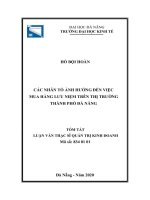 Nghiên cứu các nhân tố ảnh hưởng đến việc mua hàng lưu niệm trên thị trường thành phố đà nẵng 