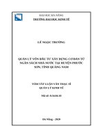 Quản lý vốn đầu tư xây dựng cơ bản từ ngân sách nhà nước tại huyện phước sơn, tỉnh quảng nam 
