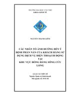 Các nhân tố ảnh hưởng đến ý định phàn nàn của khách hàng sử dụng dịch vụ điện thoại di động khu vực đồng bằng sông cửu long  