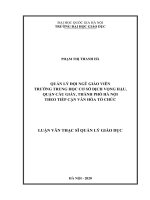 Quản lý đội ngũ giáo viên trường trung học cơ sở dịch vọng hậu, quận cầu giấy, thành phố hà nội theo tiếp cận văn hóa tổ chức 