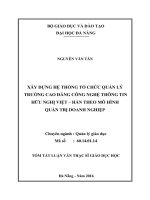 Xây dựng hệ thống tổ chức quản lý trường cao đẳng công nghệ thông tin hữu nghị việt   hàn theo mô hình quản trị doanh nghiệp 