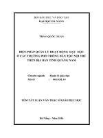 Biện pháp quản lý hoạt động dạy học ở các trường phổ thông dân tộc nội trú trên địa bàn tỉnh quảng nam 