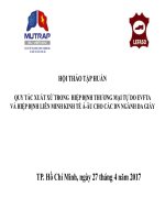 QUY TẮC XUẤT XỨ TRONG HIỆP ĐỊNH THƯƠNG MẠI TỰ DO EVFTA VÀ HIỆP ĐỊNH LIÊN MINH KINH TẾ Á-ÂU CHO CÁC DN NGÀNH DA GIẦY