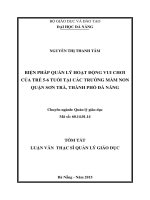 Biện pháp quản lý hoạt động vui chơi của trẻ 5 6 tuổi tại các trường mầm non quận sơn trà, thành phố đà nẵng 