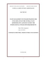 Quản lý nhà nước về bồi dưỡng tiếng anh cho công chức cơ quan hành chính nhà nước trung ương đáp ứng yêu cầu hội nhập quốc tế tt tiếng anh 