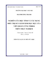 Nghiên cứu độc tính và tác dụng điều trị suy giảm sinh dục đực của viên hoàn cứng TD0014 trên thực nghiệm tt 