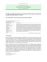 The impact of supply chain practices on performance through supply chain integration in textile and garment industry of Vietnam