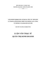 LUẬN văn THẠC sĩ GIẢI PHÁP MARKETING áp DỤNG tới các NHÀ bán lẻ TRONG KÊNH PHÂN PHỐI sản PHẨM LAYS CÔNG TY PEPSICO tại địa bàn hà nội 