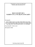 báo cáo kết quả nghiên cứu ứng dụng sáng kiến phát triển năng lực học sinh trong dạy học ngữ văn ở trường THPT  ứng dụng vào thực tiễn dạy học truyện ngắn người trong bao sê khốp 