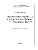 Nghiên cứu, đánh giá thực trạng và đề xuất giải pháp nâng cao hiệu quả thực hiện thủ tục hành chính trong quản lý đất đai trên địa bàn huyện nhà bè, thành phố hồ chí minh 