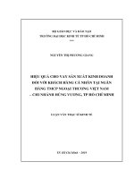 Hiệu quả cho vay sản xuất kinh doanh đối với khách hàng cá nhân tại ngân hàng TMCP ngoại thương việt nam – chi nhánh hùng vương, tp  hồ chí minh 