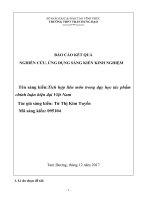 báo cáo kết quả nghiên cứu ứng dụng sáng kiến tích hợp liên môn trong dạy học tác phẩm chính luận hiện đại việt nam 