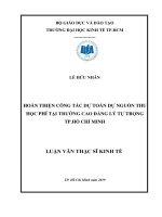 Hoàn thiện công tác dự toán nguồn thu học phí tại trường cao đẳng lý tự trọng TP  hồ chí minh 