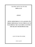 Chứng minh trong vụ án lạm dụng tín nhiệm chiếm đoạt tài sản theo luật tố tụng hình sự việt nam (trên cơ sở thực tiễn địa bàn thành phố hà nội) 
