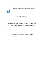 Nghiên cứu tác động của đầu tư đối với tăng trưởng kinh tế tỉnh kon tum 