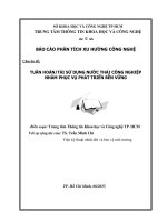 Tuần hoàn tái sử dụng nước thải công nghiệp nhằm phục vụ phát triển bền vững 