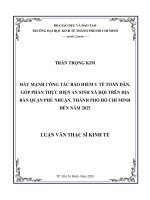 Đẩy mạnh công tác bảo hiểm y tế toàn dân góp phần thực hiện an sinh xã hội trên địa bàn quận phú nhuận, thành phố hồ chí minh đến năm 2025 