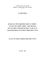 Đánh giá tổng hợp điều kiện tự nhiên   tài nguyên thiên nhiên   môi trường dải ven biển tỉnh khánh hòa và đề xuất giải pháp phân vùng phát triển bền vững 