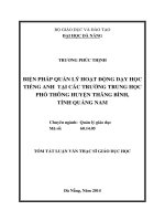 Biện pháp quản lý hoạt động dạy học tiếng anh tại các trường trung học phổ thông huyện thăng bình, tỉnh quảng nam 