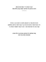 NÂNG CAO CHẤT LƯỢNG DỊCH vụ THANH TOÁN KHÔNG DÙNG TIỀN mặt tại NGÂN HÀNG TMCP đầu tư và PHÁT TRIỂN VIỆT NAM   CHI NHÁNH tây hà nội 