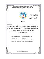 Nâng cao chất lượng dịch vụ logistics quốc tế của công ty cổ phần đại lý hàng hải Việt Nam - Chi nhánh Hà Nội (Vosa Hà Nội)