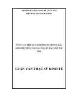 NÂNG CAO HIỆU QUẢ KINH DOANH DỊCH vụ bảo HIỂM PHI NHÂN THỌ tại CÔNG TY bảo VIỆT PHÚ THỌ 