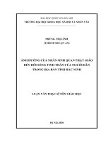 Ảnh hưởng của nhân sinh quan phật giáo đến đời sống tinh thần của người dân trong địa bàn tỉnh bắc ninh 