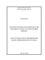 Ứng dụng chỉ số đo lường trong quản trị hoạt động tại công ty planet courier services 