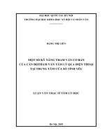 Một số kỹ năng tham vấn cơ bản của cán bộ tham vấn tâm lý qua điện thoại tại trung tâm cửa sổ tình yêu 