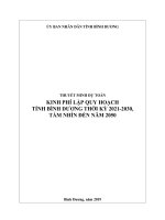 THUYẾT MINH DỰ TỐN KINH PHÍ LẬP QUY HOẠCH TỈNH BÌNH DƯƠNG THỜI KỲ 2021-2030, TẦM NHÌN ĐẾN NĂM 2050 Bình Dương