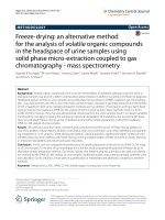 Freeze-drying: An alternative method for the analysis of volatile organic compounds in the headspace of urine samples using solid phase micro-extraction coupled to gas chromatography - mass