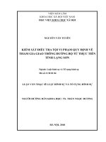 KIỂM SÁT ĐIỀU TRA TỘI VI PHẠM QUY ĐỊNH VỀ THAM GIA GIAO THÔNG ĐƢỜNG BỘ TỪ THỰC TIỄN TỈNH LẠNG SƠN
