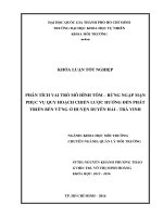 PHÂN TÍCH VAI TRỊ MƠ HÌNH TÔM – RỪNG NGẬP MẶN PHỤC VỤ QUY HOẠCH CHIẾN LƯỢC HƯỚNG ĐẾN PHÁT TRIỂN BỀN VỮNG Ở HUYỆN DUYÊN HẢI - TRÀ VINH