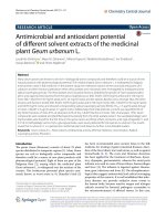 Antimicrobial and antioxidant potential of different solvent extracts of the medicinal plant Geum urbanum L.