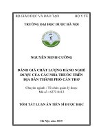 Tóm tắt Luận án tiến sĩ Dược học: Đánh giá chất lượng hành nghề dược của các nhà thuốc trên địa bàn thành phố Cần Thơ
