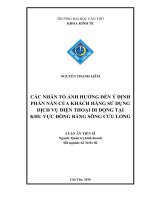 Các nhân tố ảnh hưởng đến ý định phàn nàn của khách hàng sử dụng dịch vụ điện thoại di động khu vực Đồng bằng sông Cửu Long.