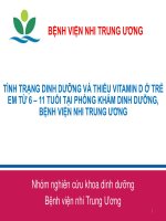 TÌNH TRẠNG DINH DƯỠNG VÀ THIẾU VITAMIN D Ở TRẺ EM TỪ 6 – 11 TUỔI TẠI PHÒNG KHÁM DINH DƯỠNG, BỆNH VIỆN NHI TRUNG ƯƠNG