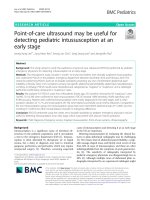 Point-of-care ultrasound may be useful for detecting pediatric intussusception at an early stage
