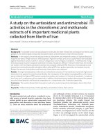 A study on the antioxidant and antimicrobial activities in the chloroformic and methanolic extracts of 6 important medicinal plants collected from North of Iran