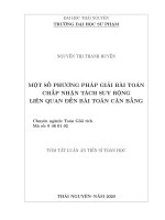 Tóm tắt Luận án tiến sĩ Toán học: Một số phương pháp giải bài toán chấp nhận tách suy rộng liên quan đến bài toán cân bằng