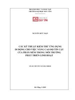 CÁC KỸ THUẬT KIỂM THỬ ỨNG DỤNG DI ĐỘNG CHO VIỆC NÂNG CAO ĐỘ TIN CẬY CỦA PHẦN MỀM TRONG MÔI TRƯỜNG PHÁT TRIỂN LINH HOẠT