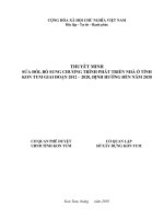 THUYẾT MINHSỬA ĐỔI, BỔ SUNG CHƯƠNG TRÌNH PHÁT TRIỂN NHÀ Ở TỈNHKON TUM GIAI ĐOẠN 2012 – 2020, ĐỊNH HƯỚNG ĐẾN NĂM 2030