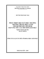 Tóm tắt Luận án tiến sĩ Khoa học giáo dục: Phát triển đội ngũ hiệu trưởng trường trung học cơ sở thành phố Hồ Chí Minh đáp ứng yêu cầu đổi mới giáo dục