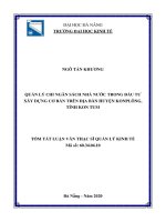 Quản lý chi ngân sách nhà nước trong đầu tư xây dựng cơ bản trên địa bàn huyện kon plông, tỉnh kon tum 