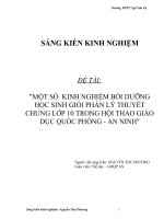SKKN một số  KINH NGHIỆM bồi DƯỠNG học SINH GIỎI PHẦN lý THUYẾT CHUNG lớp 10 TRONG hội THAO GIÁO dục QUỐC PHÒNG   AN NINH 