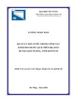 Quản lý nhà nước trong lĩnh vực kinh doanh du lịch trên địa bàn huyện kon plông  tỉnh kon tum 