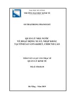 Quản lý nhà nước về hoạt động xuất, nhập khẩu tại tỉnh savannakhet, nước cộng hoà dân chủ nhân dân lào 