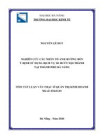 Nghiên cứu các nhân tố ảnh hưởng đến ý định sử dụng dịch vụ xe buýt nội thành tại thành phố đà nẵng 