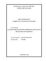 SKKN vận dụng hệ bất phương trình bậc nhất hai ẩn để giải bài toán kinh tế